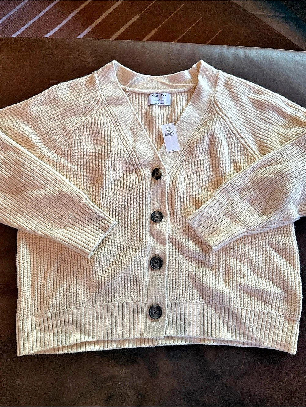 Old Navy V-Neck Button-Front Cardigan Cream Large